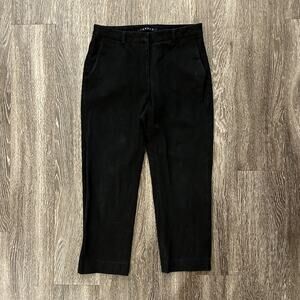 VTG GUC Theory Cropped Black Trousers Size 6 Slim Ankle Pant Cotton Lycra‎ Blend